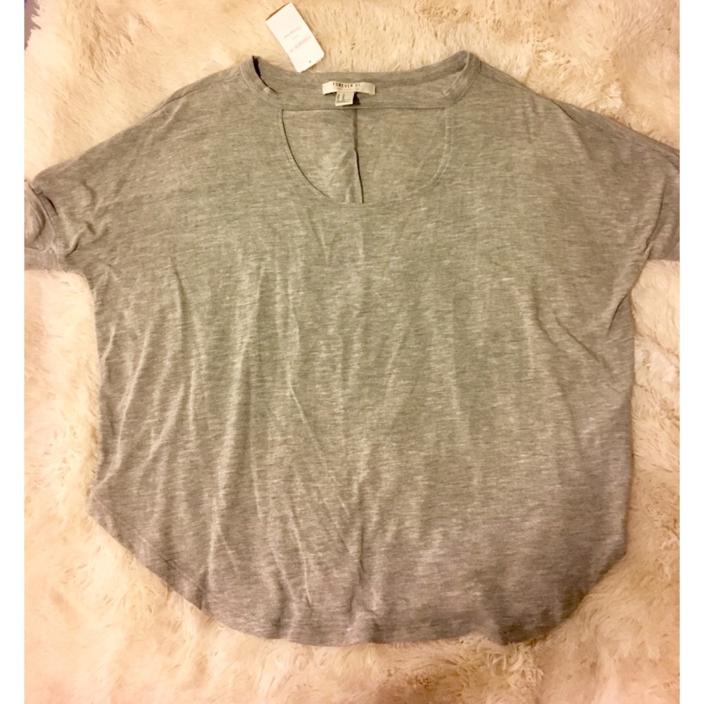 Forever 21 Contemporary Gray Peekaboo T-shirt